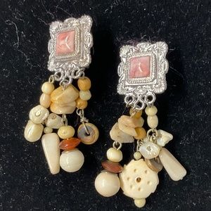 Dangle Silver Tone Clip-on Earrings